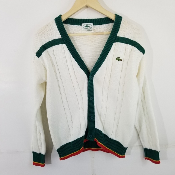 Lacoste | Lacoste White Green Cardigan Sweater M | Poshmark